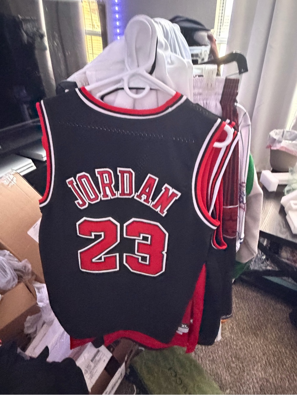 Nike  Black and Red Jordan #23 Basketball Jersey